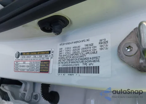 2019 Honda Cr-V Ex from USA, damaged, VIN 5J6RW2H5XKL015974